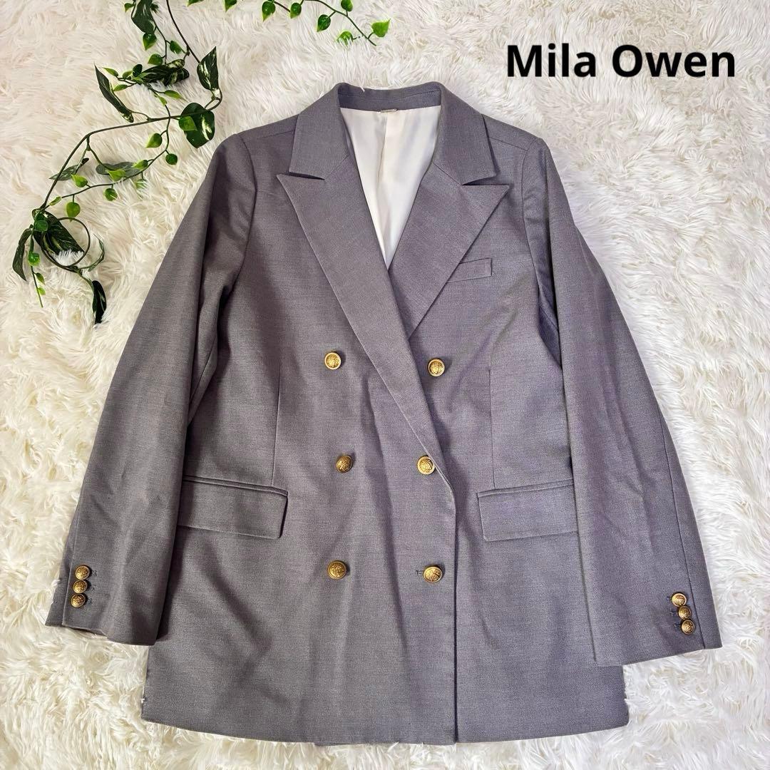 極美品✨ ミラ オーウェン金釦ダブルブレザーオーバージャケット　グレー　M