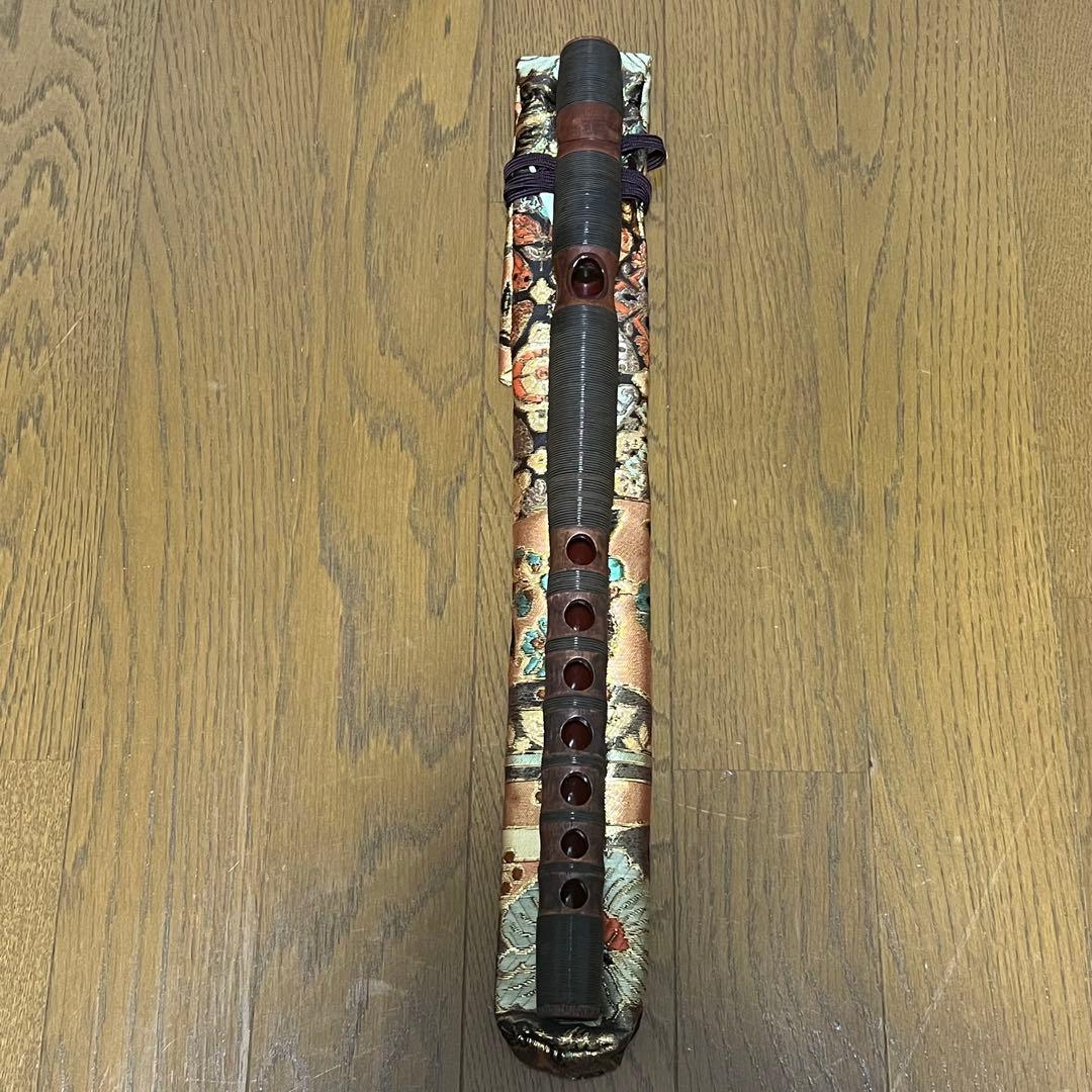 龍笛 本管 籐巻 煤竹 ※専用笛袋付