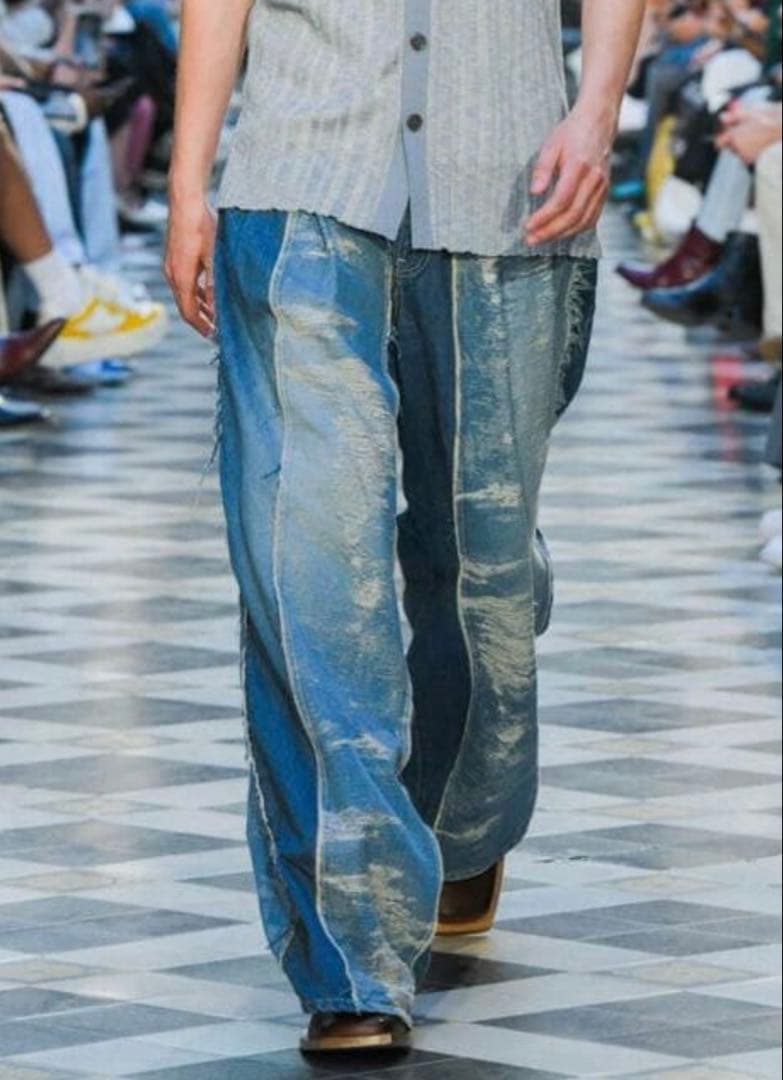 taakk 23ss TAAKKターク ワイドデニム パンツ ダメージデニム