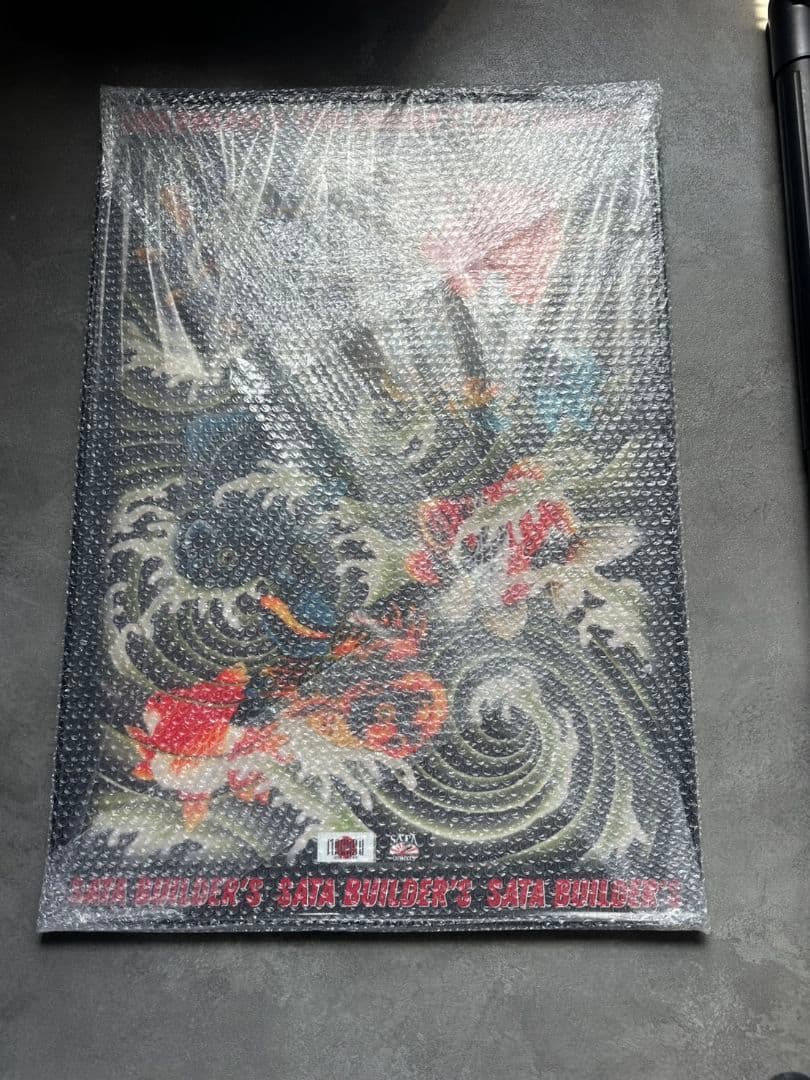 【新品未使用】信州まなぶxSATAbuilder's金魚図A1ポスター額装付き