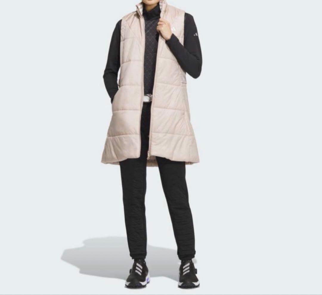 ベスト　ワンピース　ウエスト絞れます　秋冬　中綿　ジャケット　ベージュ　サイズL