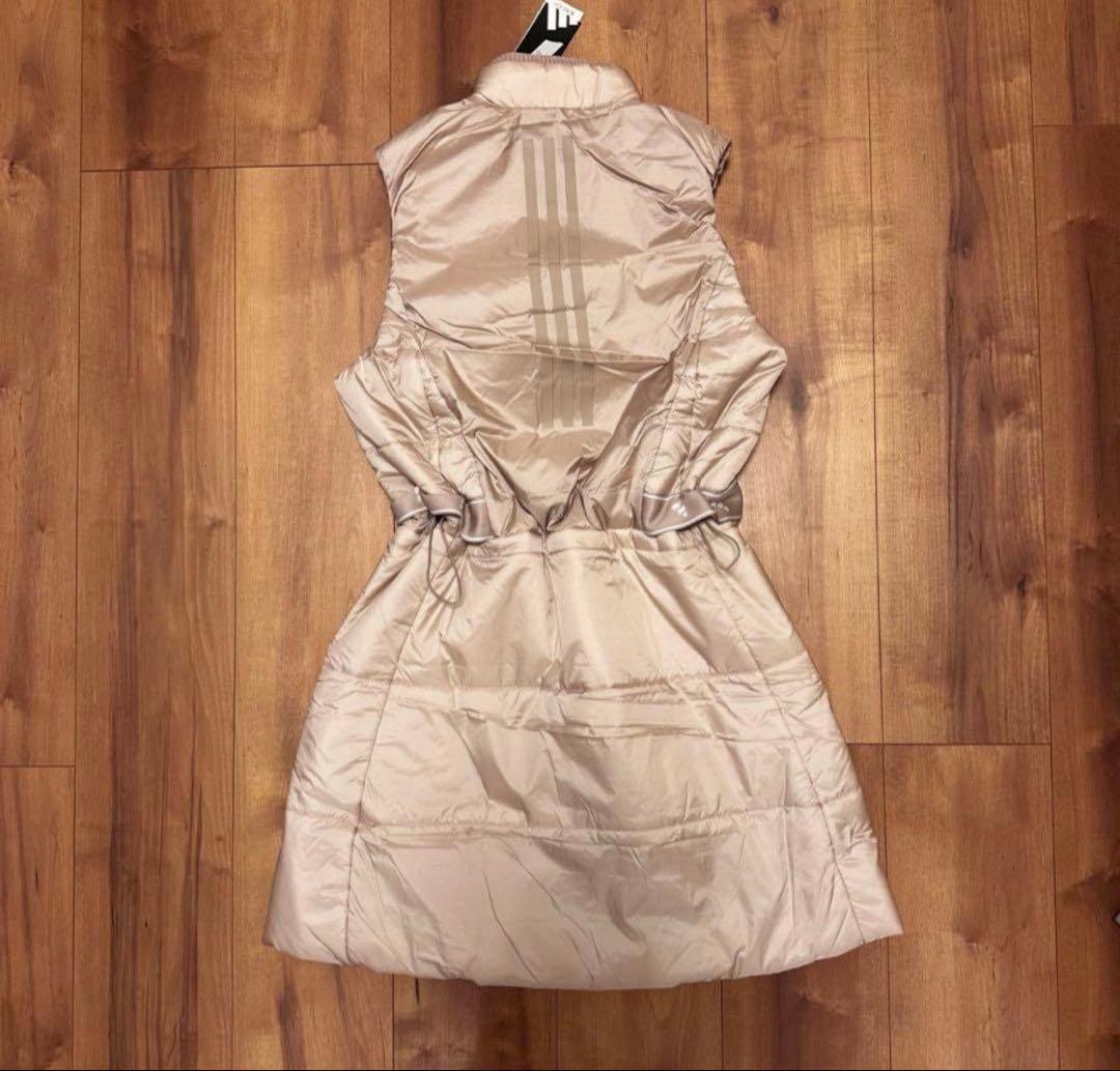 ベスト　ワンピース　ウエスト絞れます　秋冬　中綿　ジャケット　ベージュ　サイズL