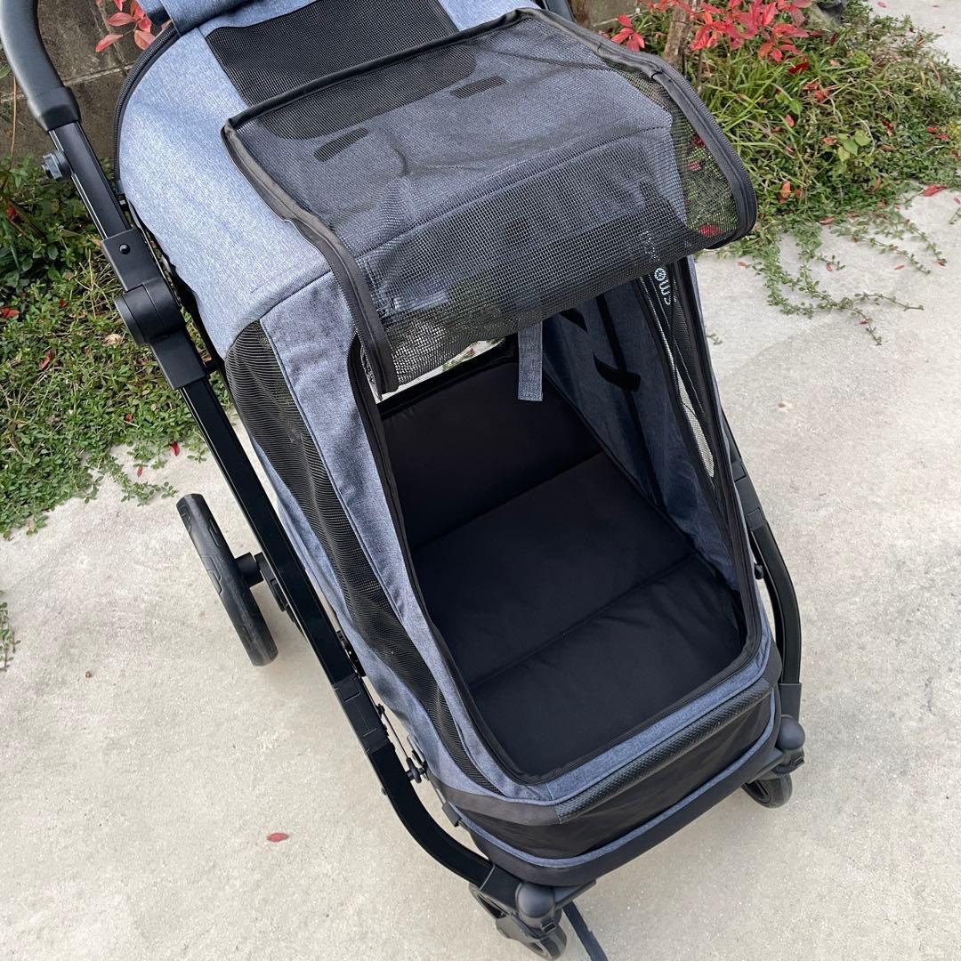 美品 smooca ペットカート キャリー 大型 中型 35kg デニム調 犬猫