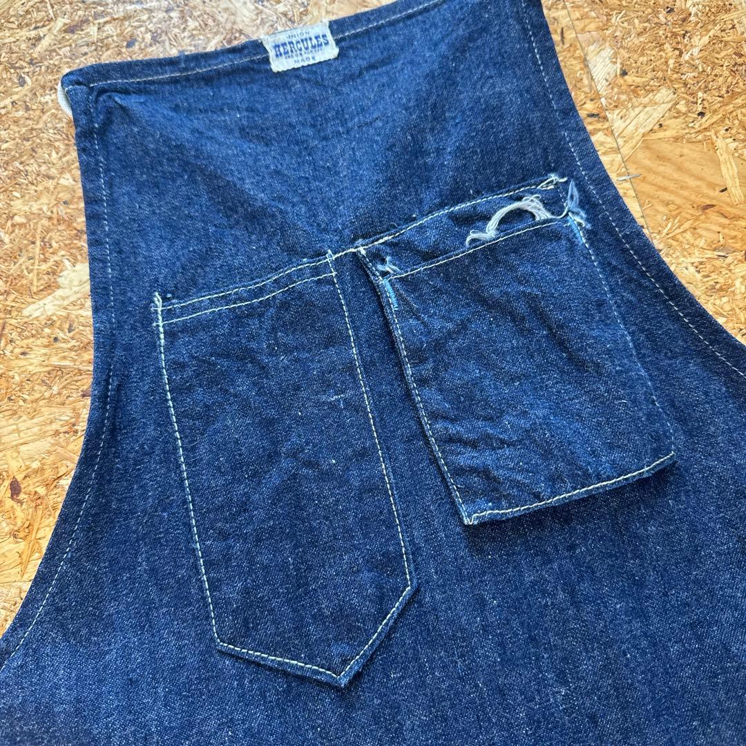 50s HERCULES ビンテージデニムエプロン　ヘラクレス　濃紺　ミミ付き