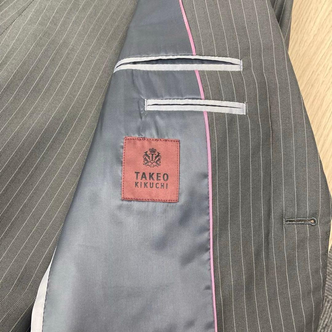 TAKEO KIKUCHI グレー ストライプ ビジネススーツ⑥◇