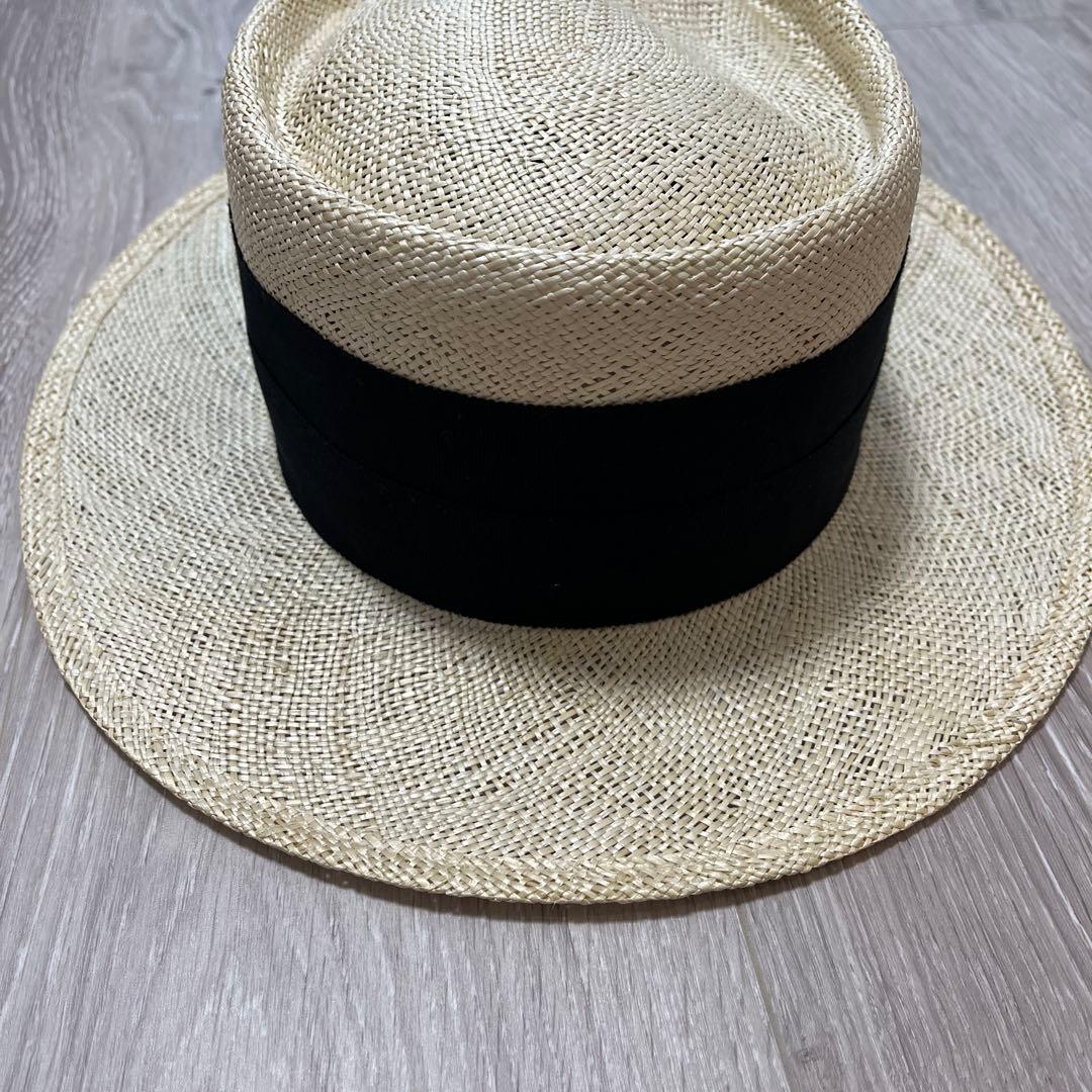美品　シャポードオー　麦わら帽子 カンカン帽