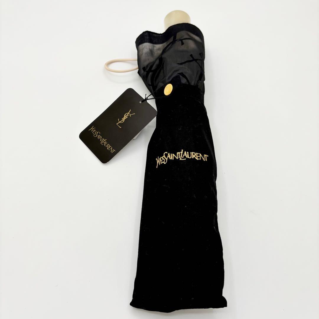 【新品未使用】イヴサンローラン 折り畳み傘 YSLロゴ 総柄 YSL シースルー