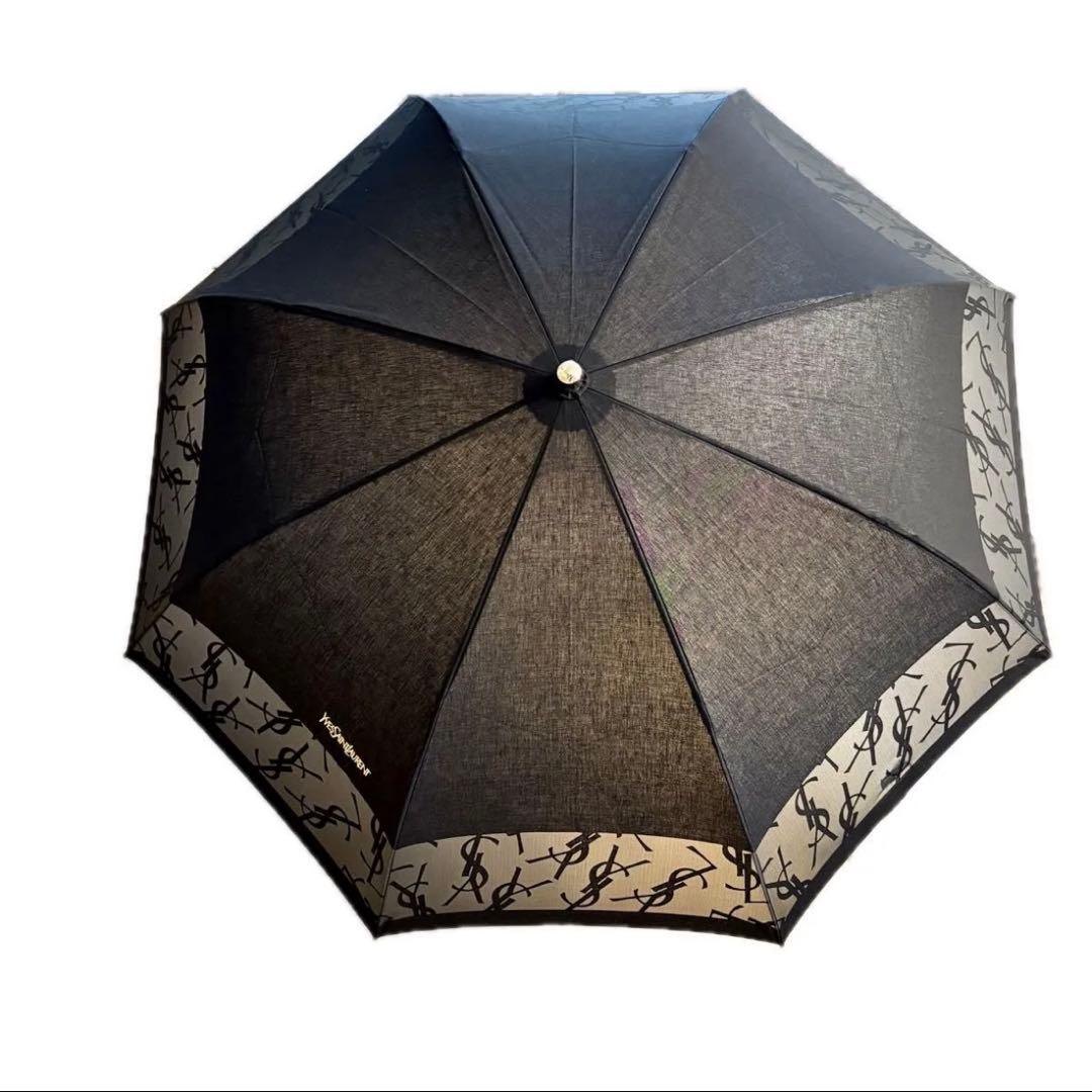 【新品未使用】イヴサンローラン 折り畳み傘 YSLロゴ 総柄 YSL シースルー