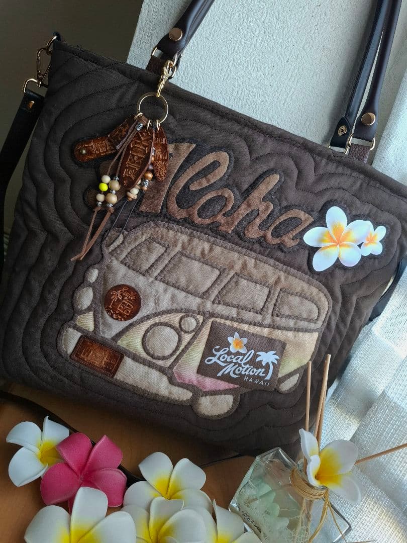 特別価格!　ハワイアンキルト　バッグ　ワーゲンバス　2WAY ファスナー