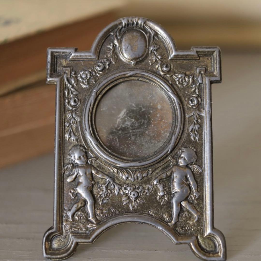 専用フランスアンティークフレーム　天使とローズガーランドレリーフ　小さな写真立て