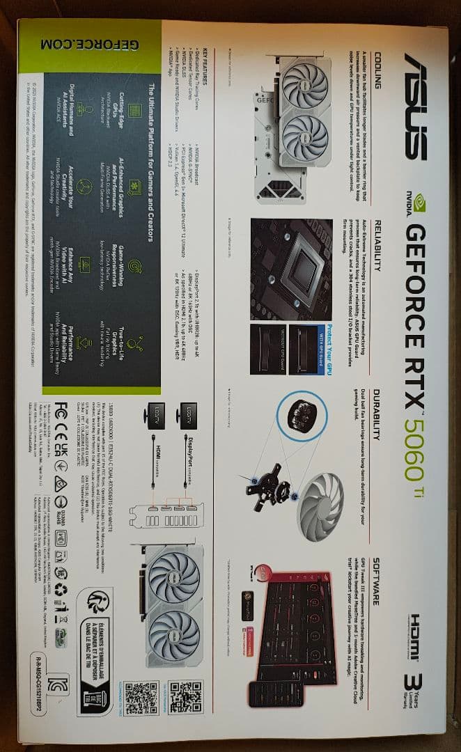 ASUS GEFORCE RTX 5060 Ti 16GB ホワイトモデル