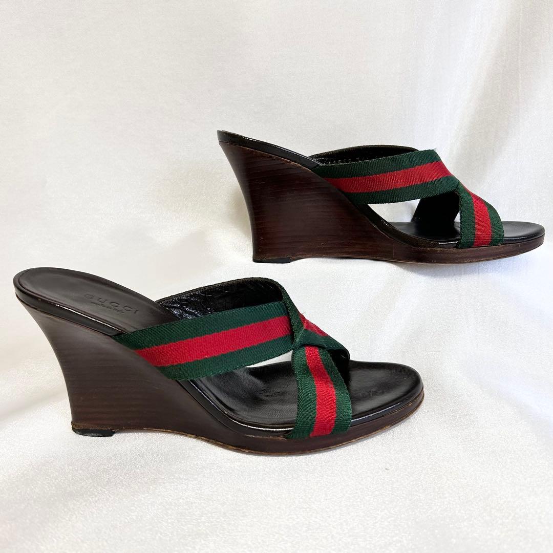 グッチ GUCCI ミュール パンプス ヒール ウェッジソール サンダル