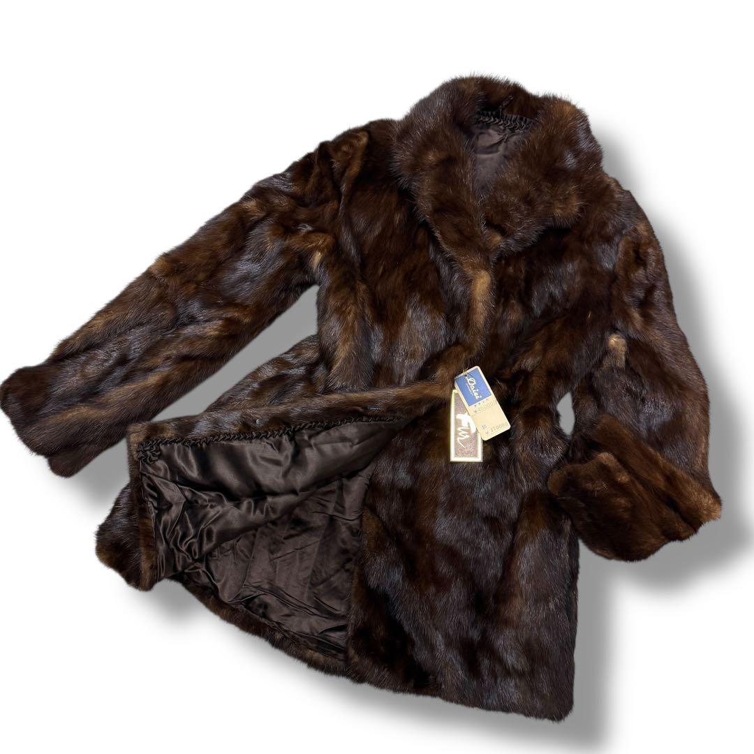 新品タグ付 DAIEI 高級ミンク 1644 毛皮 リアルファーコート ブラウン