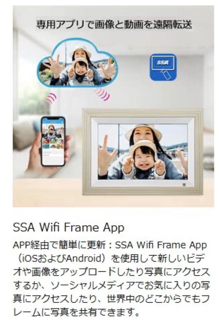 デジタルフォトフレーム10.1インチwifi対応 タッチパネル 32GBメモリ