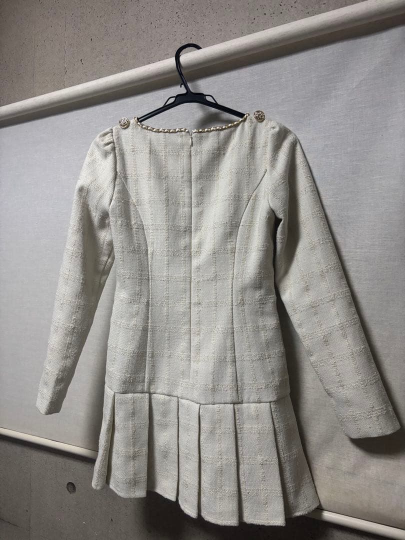 【mmeeme】ツイードチェックプリーツワンピース