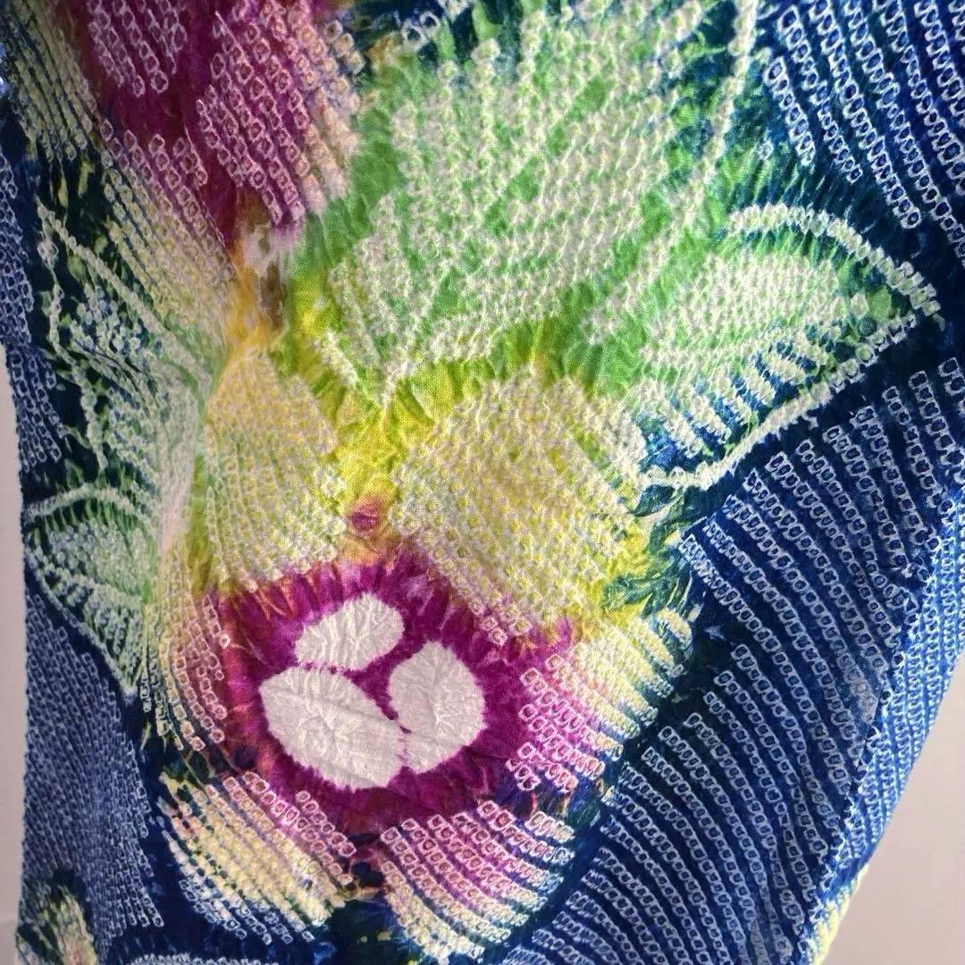 有松鳴海絞り　浴衣　絞り浴衣　手縫い　上質　大輪花模様　有松絞り　No.2-11