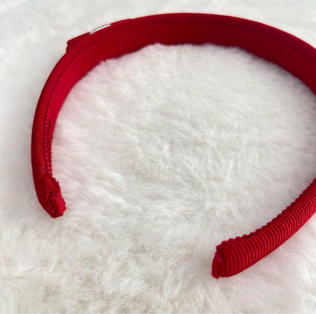 【未使用】　フェラガモ　カチューシャ　リボン　レトロ　レッド　赤