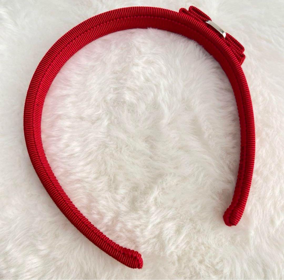 【未使用】　フェラガモ　カチューシャ　リボン　レトロ　レッド　赤