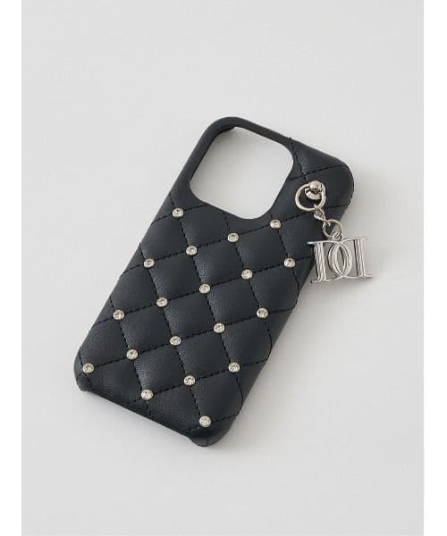 Darich キルティングビジューDDチャームiPhoneケース　14Pro　黒