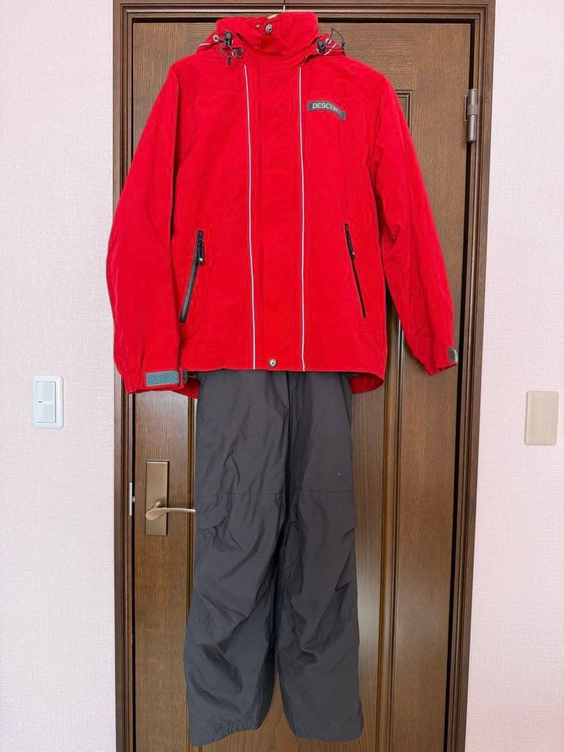 DESCENTE スキーウェアセット (M)赤/グレー