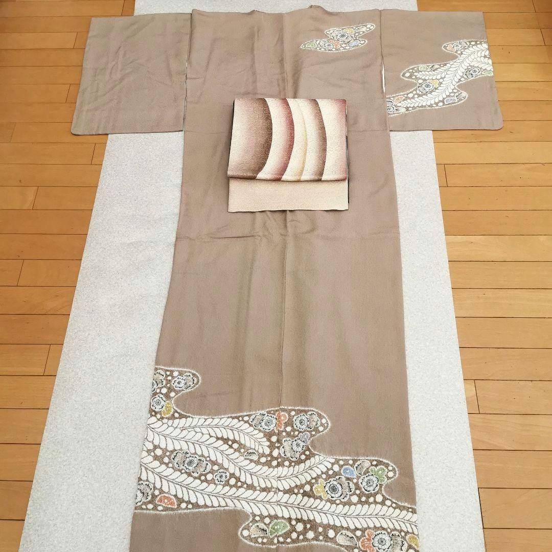 【新品 辻が花】優しいミルクティー色 技巧絞り 訪問着 付け下げ