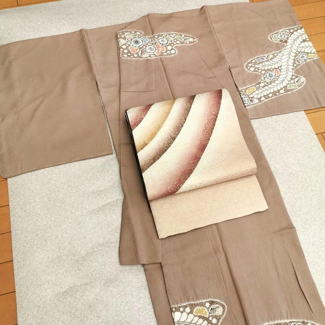 【新品 辻が花】優しいミルクティー色 技巧絞り 訪問着 付け下げ