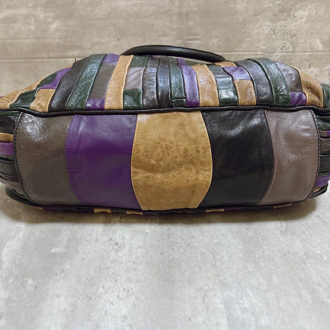 希少美品 miu miu パッチワーク ハンドバッグ Y2k マルチカラー 羊革