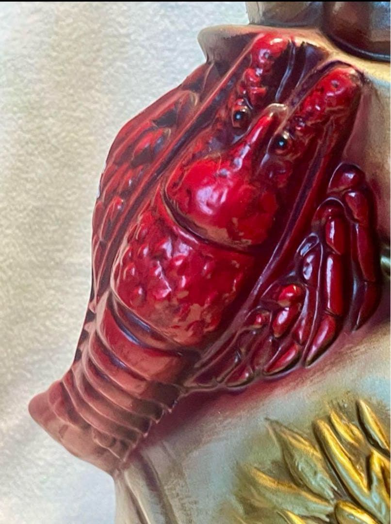 七福神の陶器彫刻 赤と金 約30cm