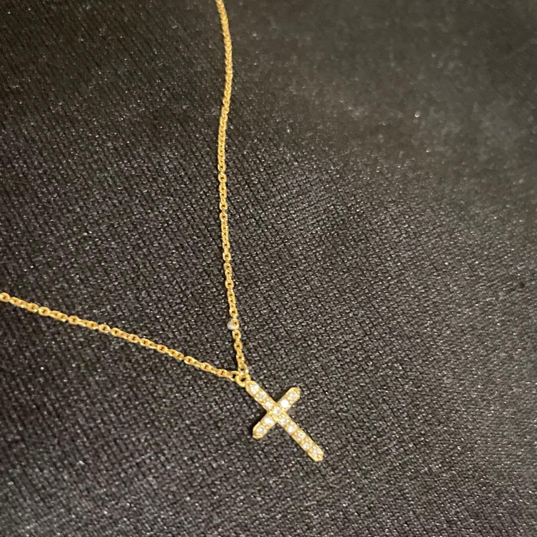 K18 jupiter gold label ダイヤクロスネックレス