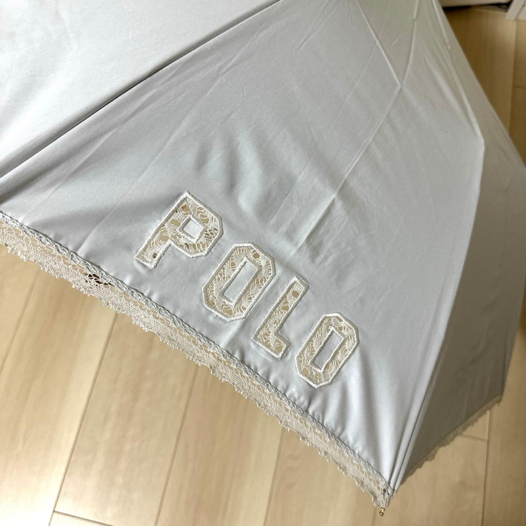 新品未使用タグ付　日本製ポロラルフローレン上質な晴雨兼用パラソルロゴ刺繍＆レース