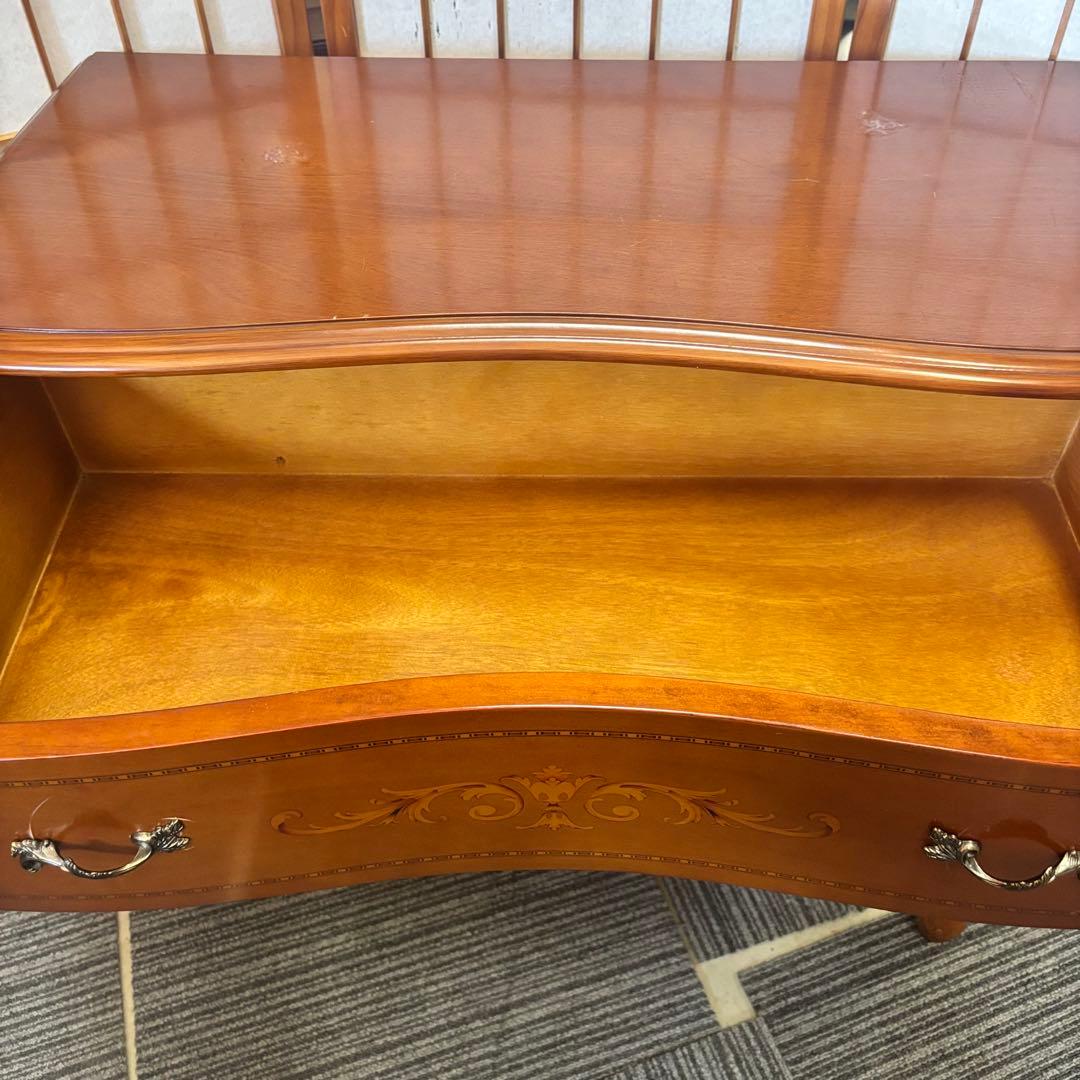 イタリア製 2段チェスト 象嵌 花柄 猫脚 ワイドチェスト クラシック 欧風