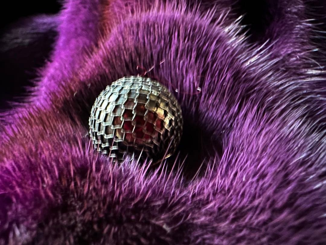 ミンク　毛皮　フード付き　ショート丈　パープル　紫