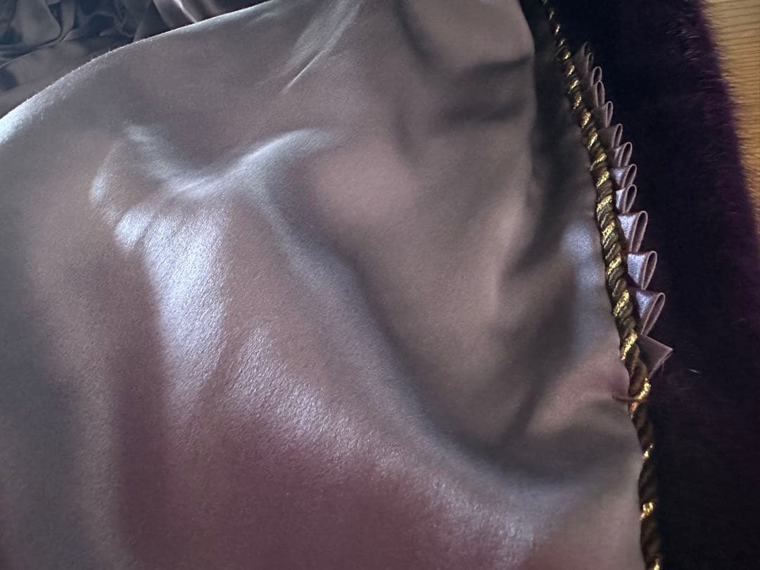 ミンク　毛皮　フード付き　ショート丈　パープル　紫