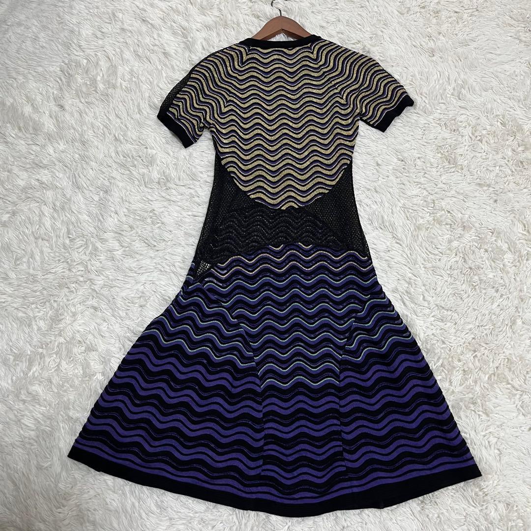 エムミッソーニ ロングニットワンピース ラメ 総柄 Aライン XL