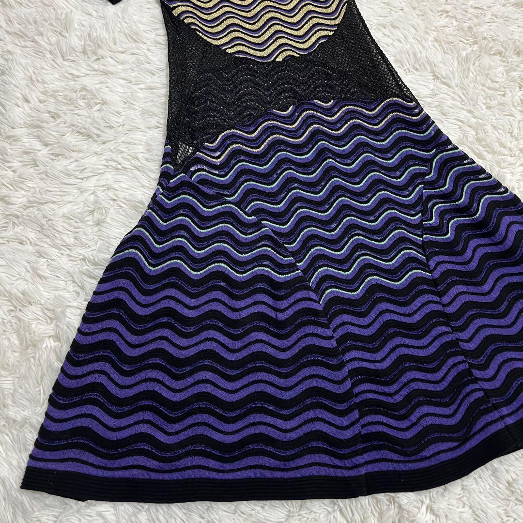 エムミッソーニ ロングニットワンピース ラメ 総柄 Aライン XL