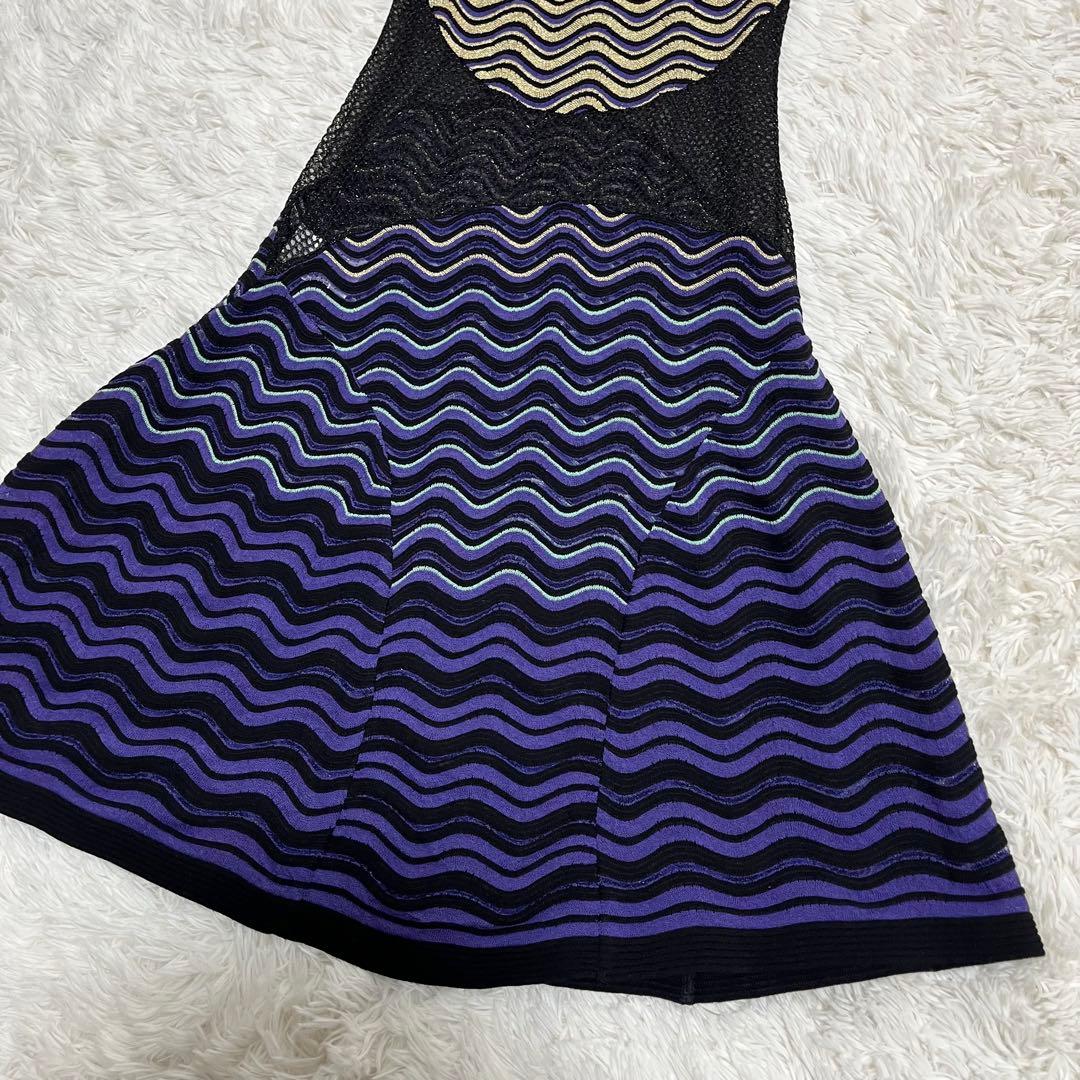 エムミッソーニ ロングニットワンピース ラメ 総柄 Aライン XL