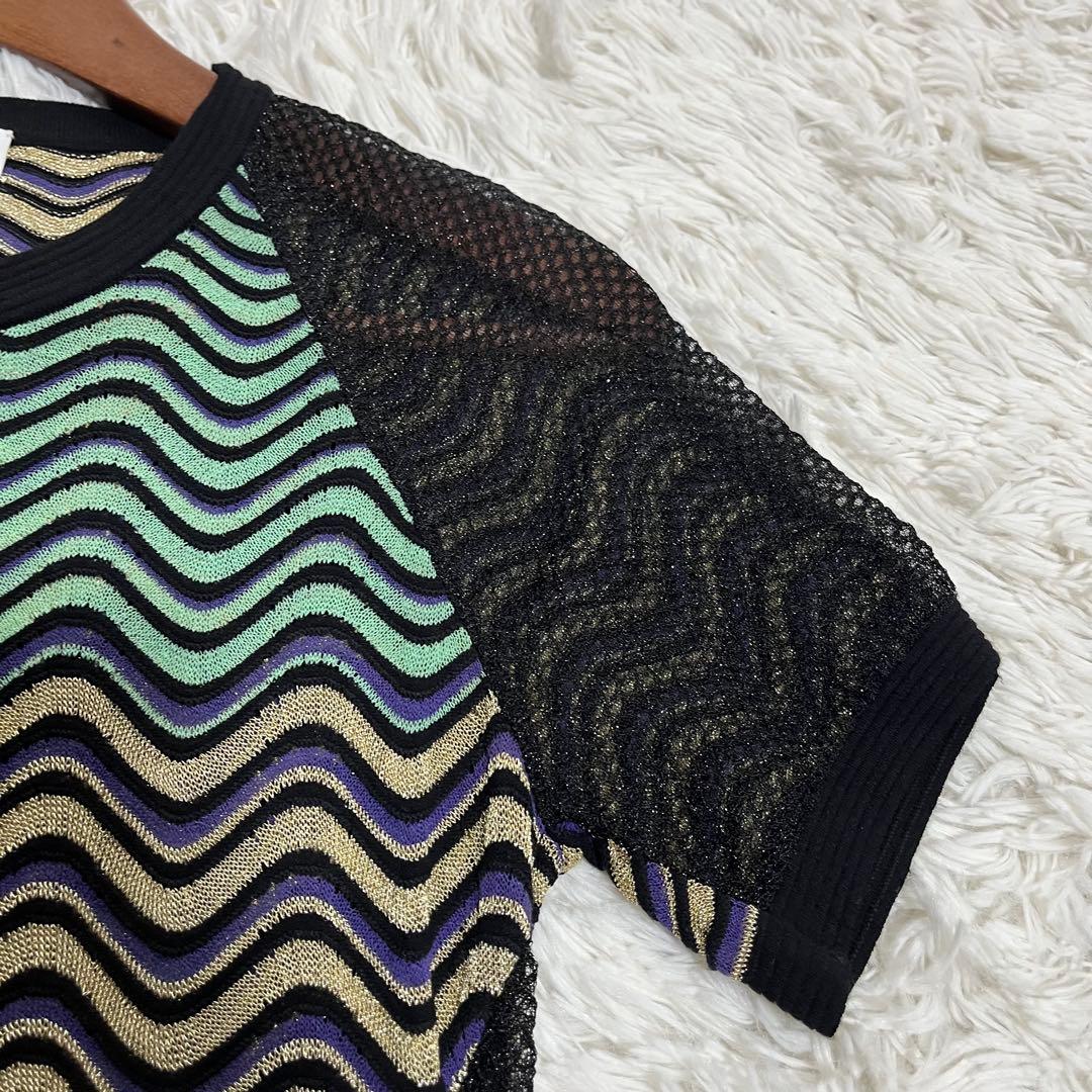 エムミッソーニ ロングニットワンピース ラメ 総柄 Aライン XL