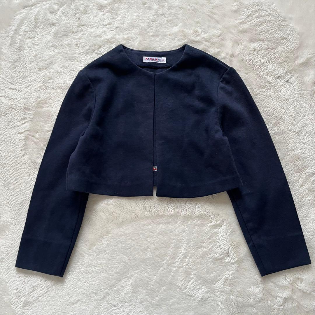 美品✨ファミリア　フォーマルアンサンブル　115 白襟ワンピース　ベア刺繍　くま