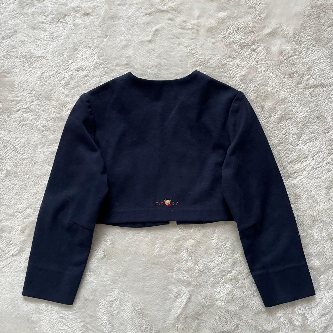 美品✨ファミリア　フォーマルアンサンブル　115 白襟ワンピース　ベア刺繍　くま