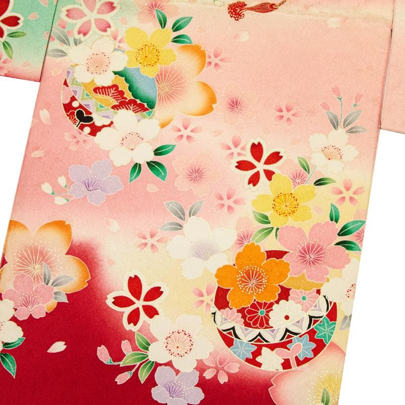 新品（純古典）お宮参り 産着 祝着のきもの京友禅染　四季花車毬文多色染分ぼかし染