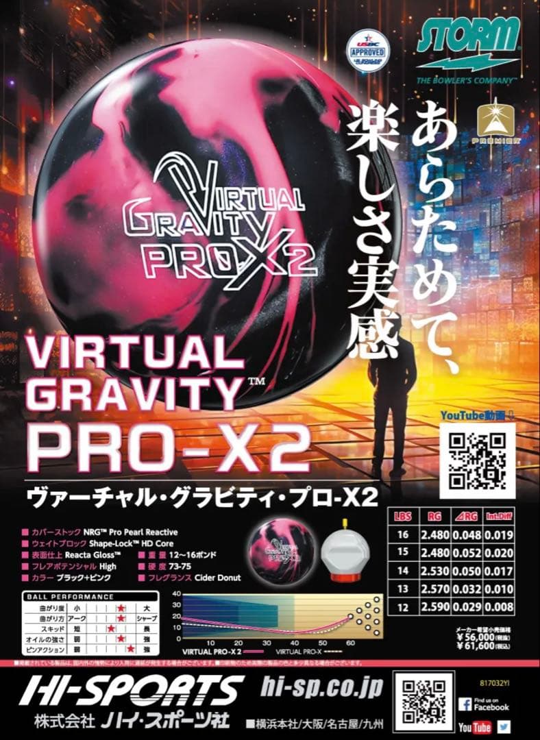 ボウリングボール　バーチャルグラビティプロx2