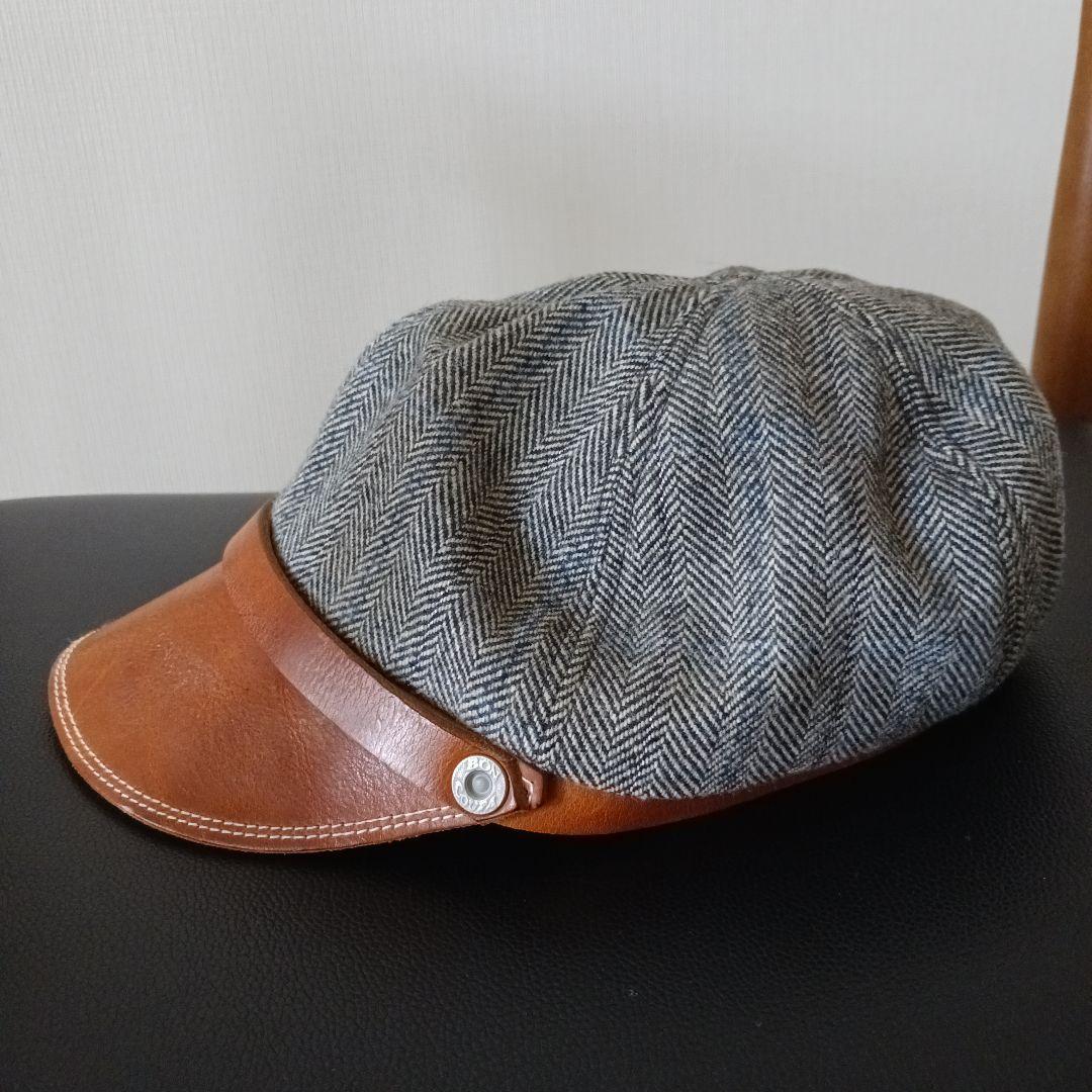 BONCOURA 帽子 キャップ フリーサイズ 本革　ヘリンボーン