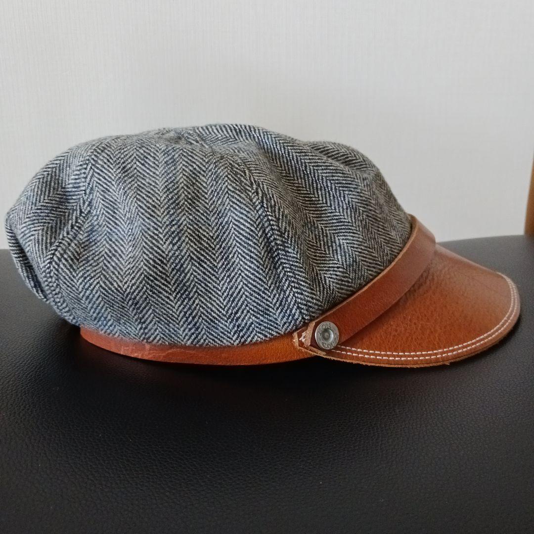 BONCOURA 帽子 キャップ フリーサイズ 本革　ヘリンボーン