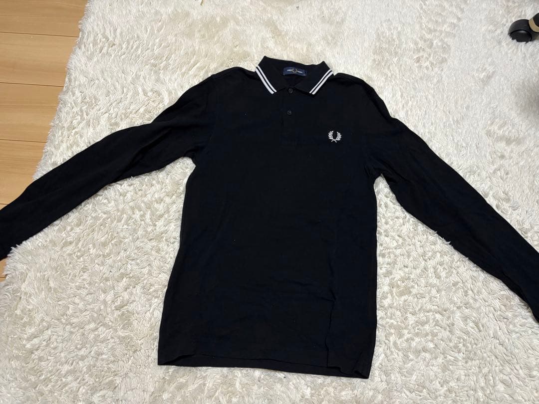 FRED PERRY ブラック 長袖ポロシャツ XS