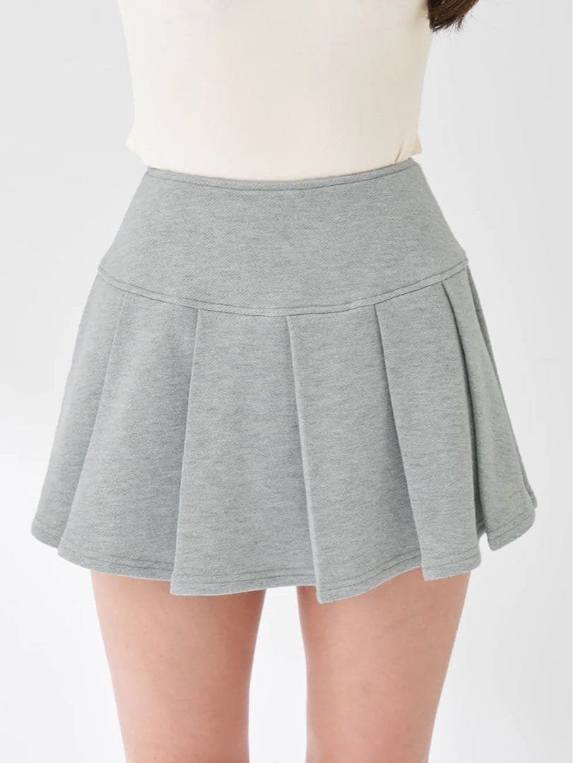 Darich カラーラメスウェットプリーツミニスカート グレー FL