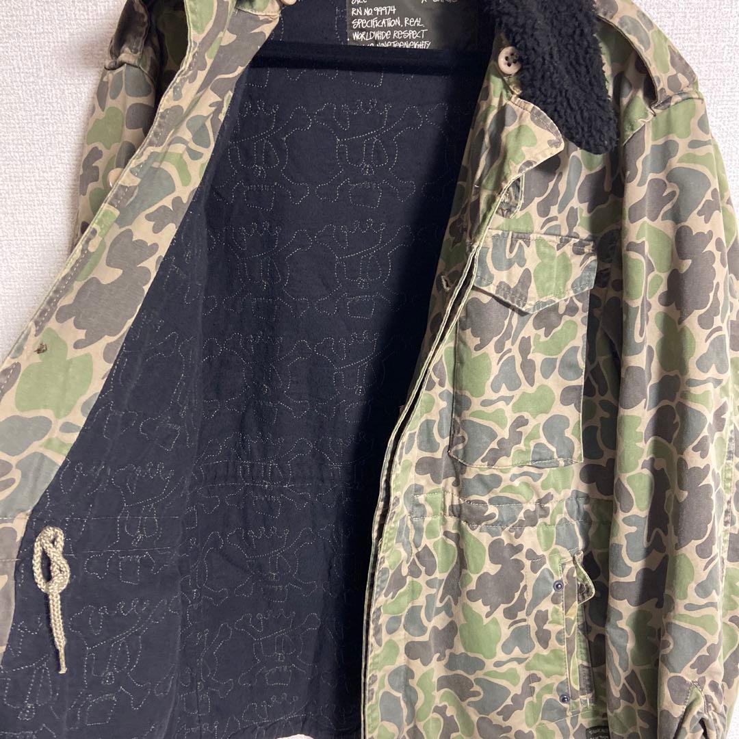 【激レア】オールドステューシー 迷彩 ダックハンターカモ 襟ボアジャケット XL