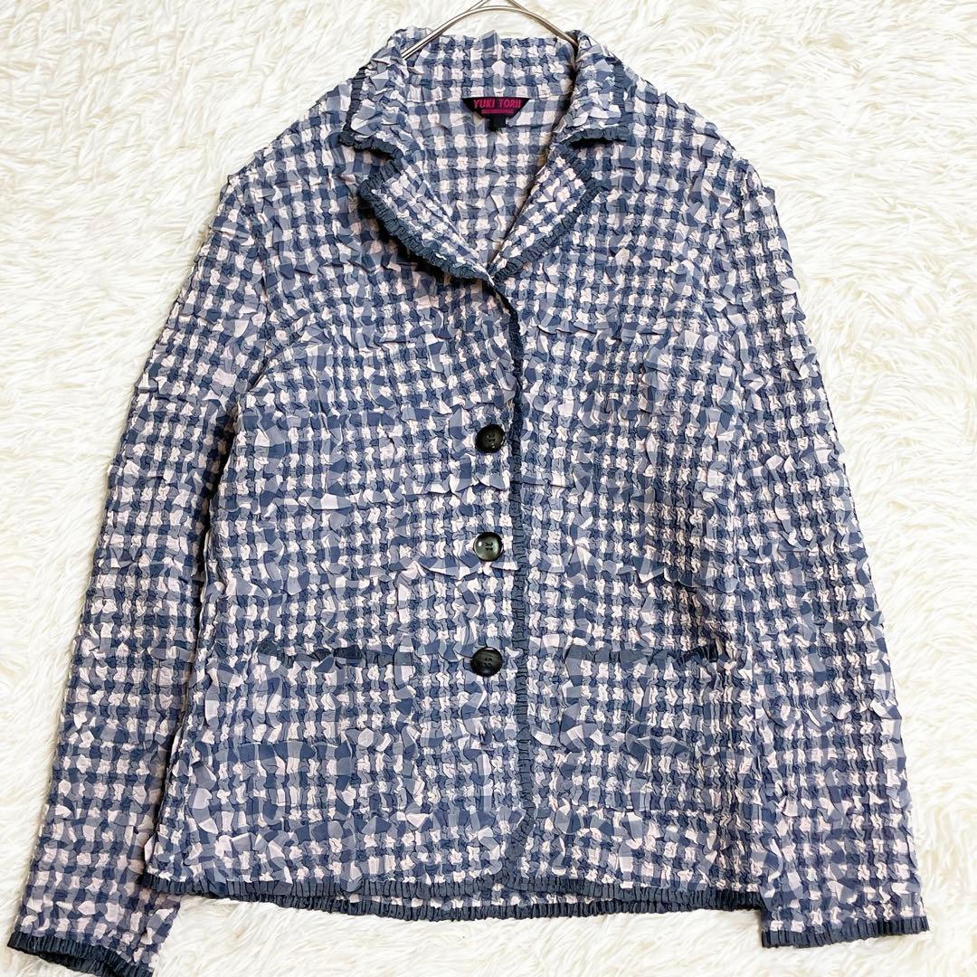 ✨極美品✨ユキトリイ　インターナショナル　Gプリーツ　テーラードジャケット　L