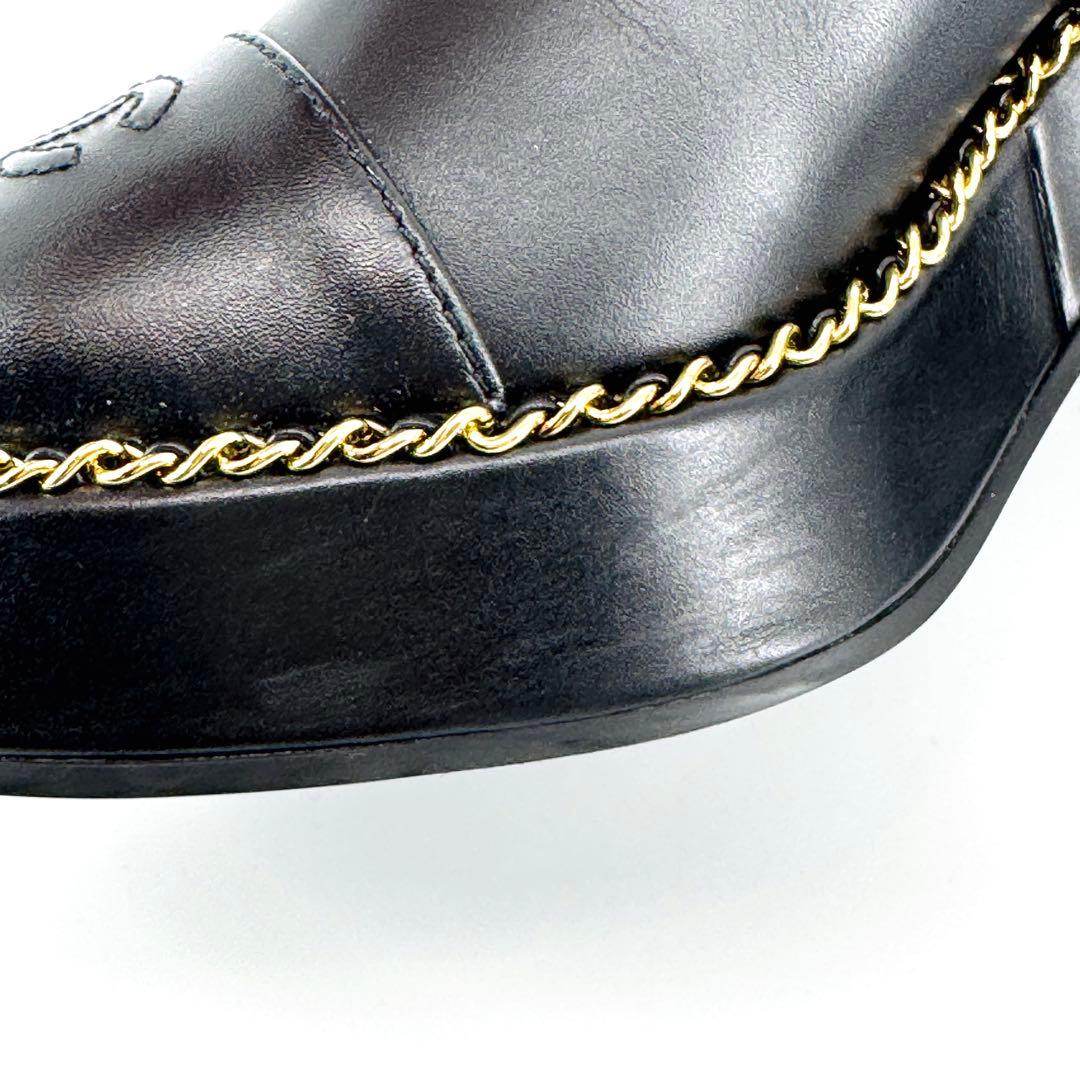 CHANEL シャネル 新品同様 ラムスキン チェーン サイドゴアブーツ 37