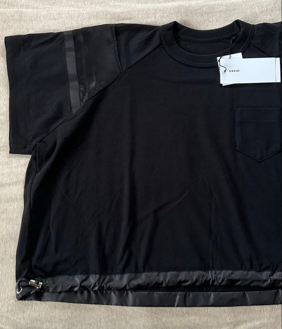 黒2新品 sacai レディース 切り替え シアー Tシャツ サカイ ブラック