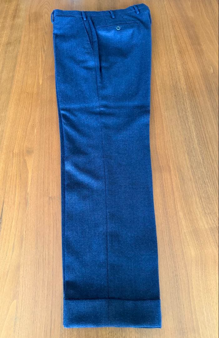 インコテックス スリムフィット ウールサージ ネイビブラウンメランジ サイズ48